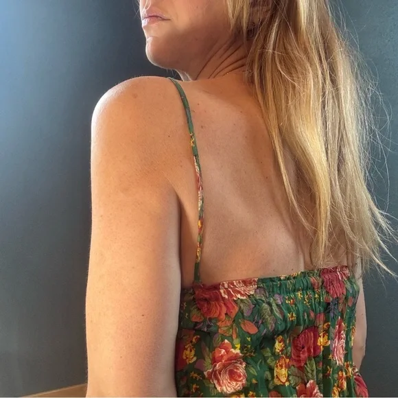 Green Floral Maxi Dress with Spaghetti Straps - Picture 8 of 12